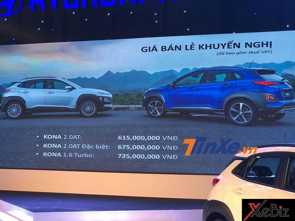Bảng giá của Hyundai Kona 2018 tại Việt Nam