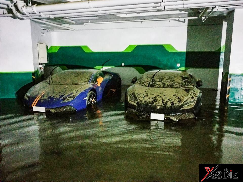 Tuy nhiên, trái với suy nghĩ tích cực của cư dân mạng, những hình ảnh mới nhất cho thấy cặp đôi siêu xe&nbsp;Lamborghini Huracan đã bị nước lũ nhấn chìm tại hầm đỗ xe này