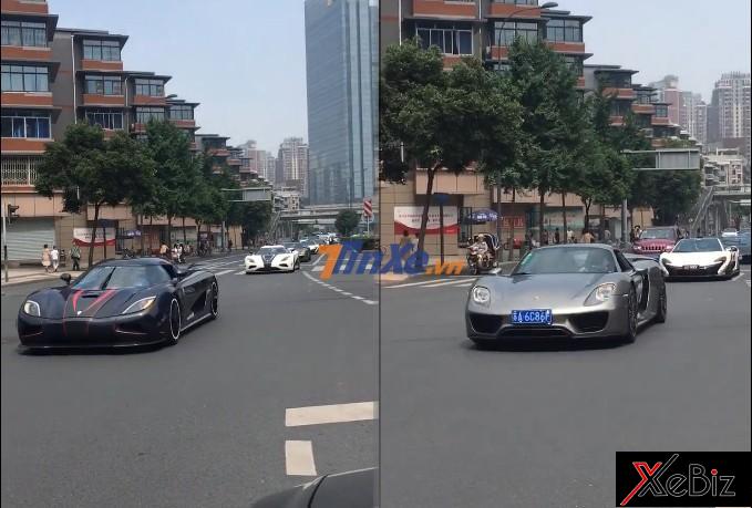 Bên trái là Koenigsegg Agera R LBT và&nbsp;Koenigsegg Agera R. Phía còn lại là Porsche 918 Spyder và McLaren P1