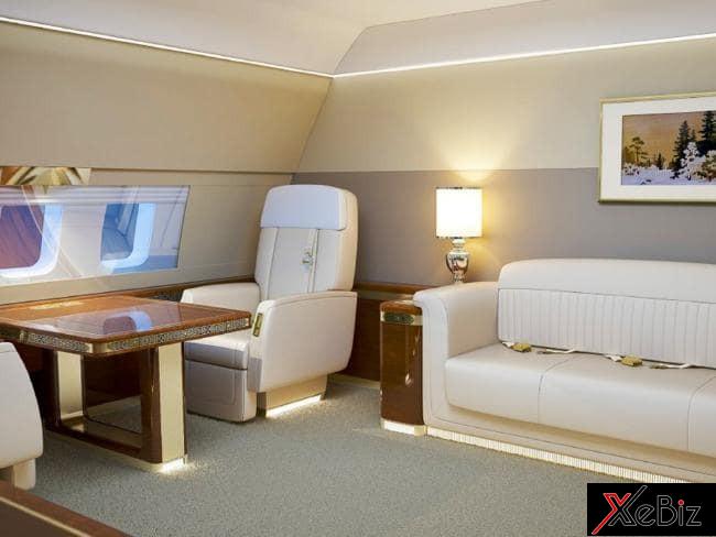 Nội thất trên máy bay theo hướng cổ điển mới, rất lịch thiệp và đắt đỏ
