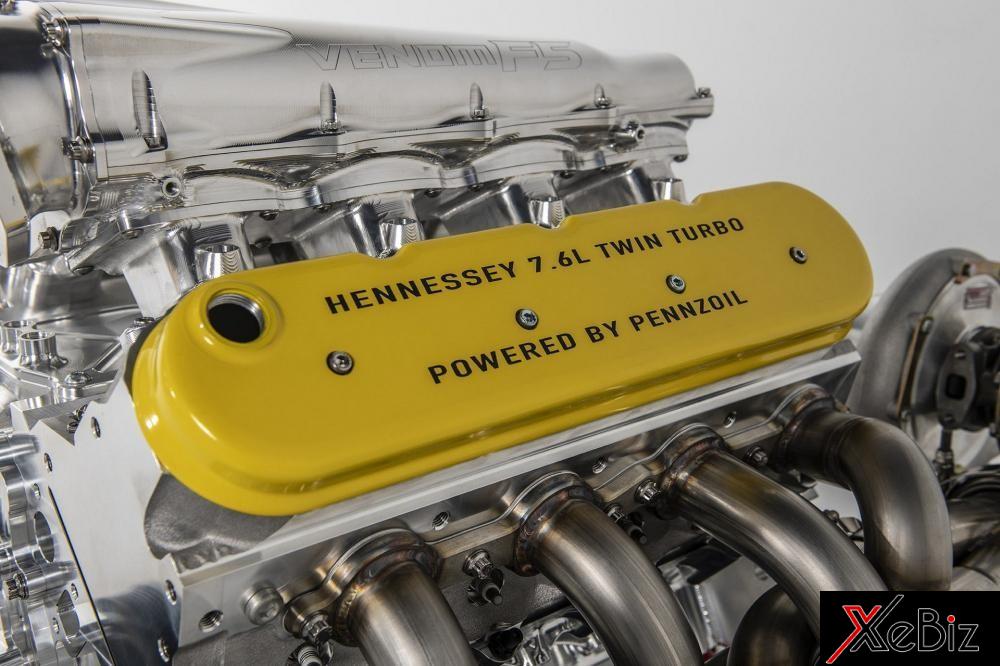 Cận cảnh động cơ V8, twin-turbo, dung tích 7.6 lít của Hennessey Venom F5