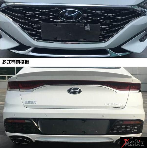 Lưới tản nhiệt dạng mắt lưới và 2 ống xả trên bản thể thao hơn của Hyundai Lafesta 2019 Lưới tản nhiệt dạng mắt lưới và 2 ống xả trên bản thể thao hơn của Hyundai Lafesta 2019