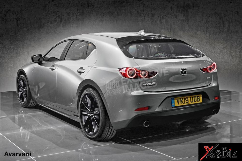Hình ảnh phác họa của Mazda3 2019 nhìn từ phía sau Hình ảnh phác họa của Mazda3 2019 nhìn từ phía sau