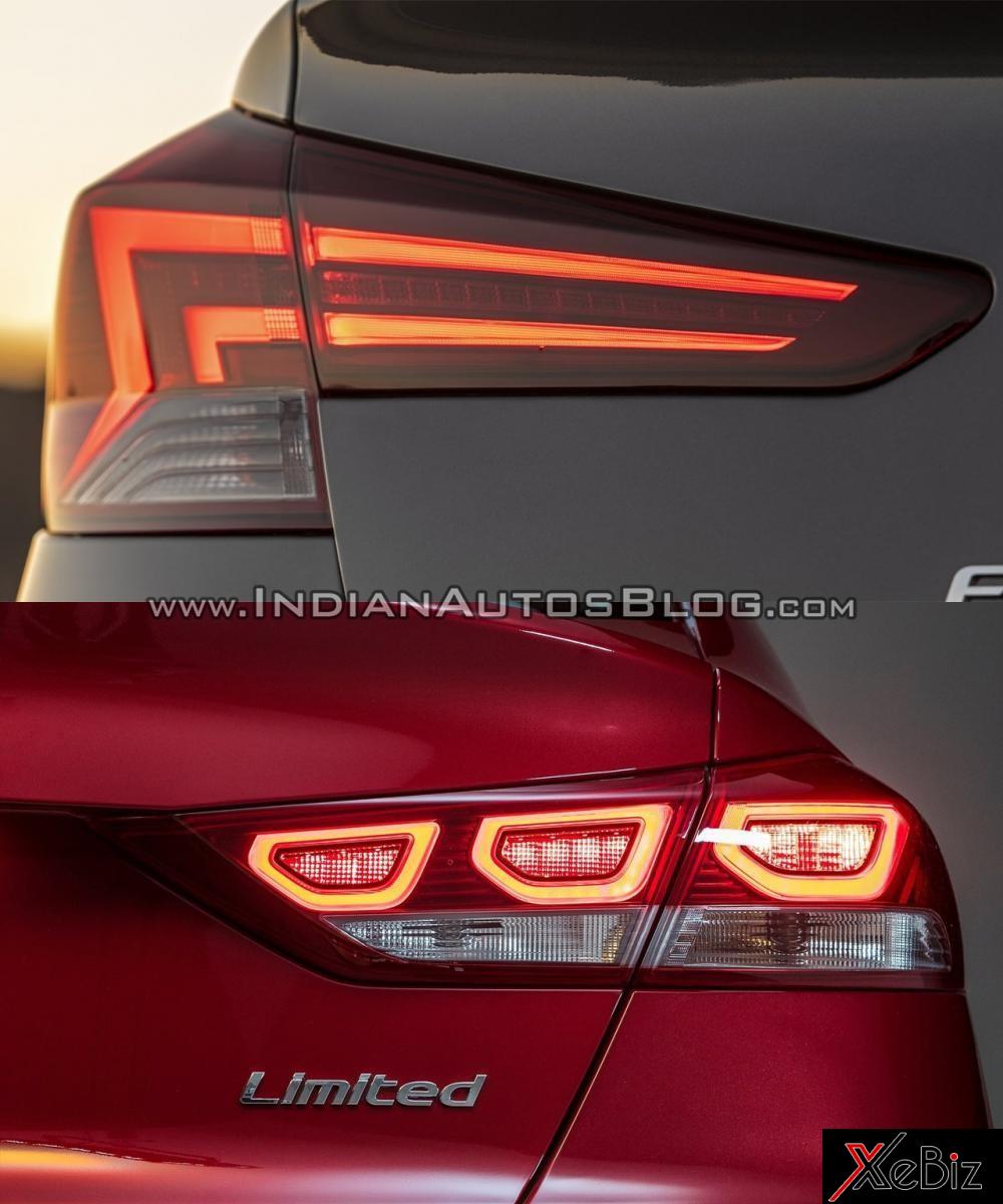 Cụm đèn hậu của Hyundai Elantra mới (trên) và cũ Cụm đèn hậu của Hyundai Elantra mới (trên) và cũ