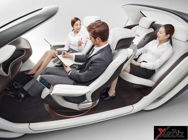 Không gian nội thất xe tự lái theo hướng kết nối mọi người trên xe  Điều chỉnh ghế ngồi và không gian nội thất xe tự lái