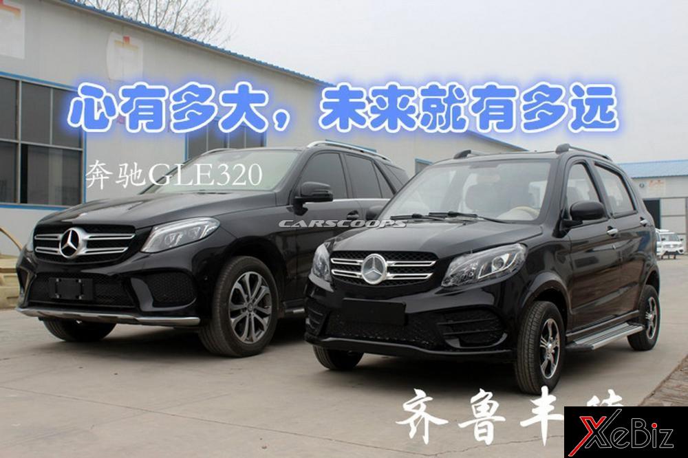 Xe điện mini nhái đứng bên một mẫu Mercedes-Benz GLE xịn