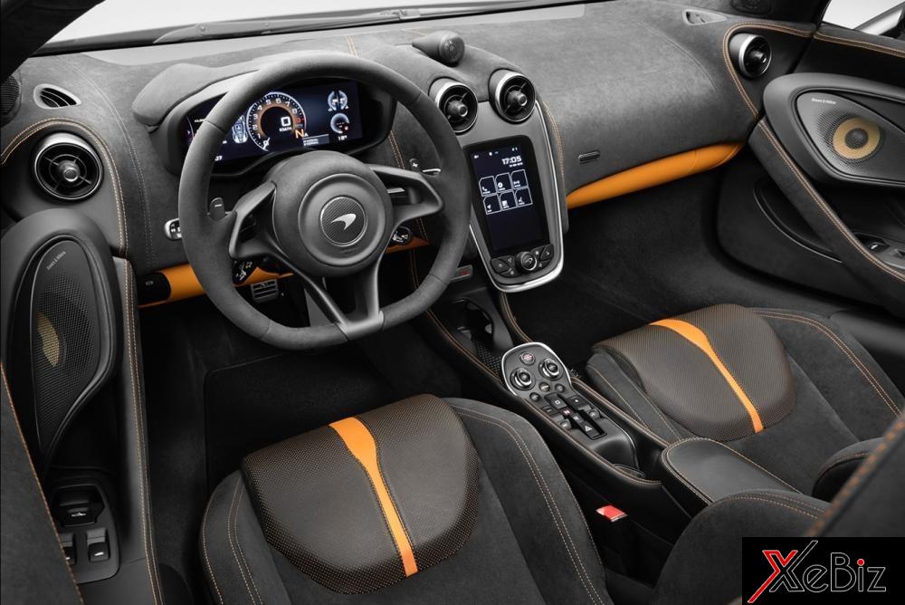 McLaren 570S Spider phiên bản đặc biệt này có da cao cấp Alcantara hoàn toàn màu đen và da Nappa với màu cam nổi bật McLaren 570S Spider phiên bản đặc biệt này có da cao cấp Alcantara hoàn toàn màu đen và da Nappa với màu cam nổi bật
