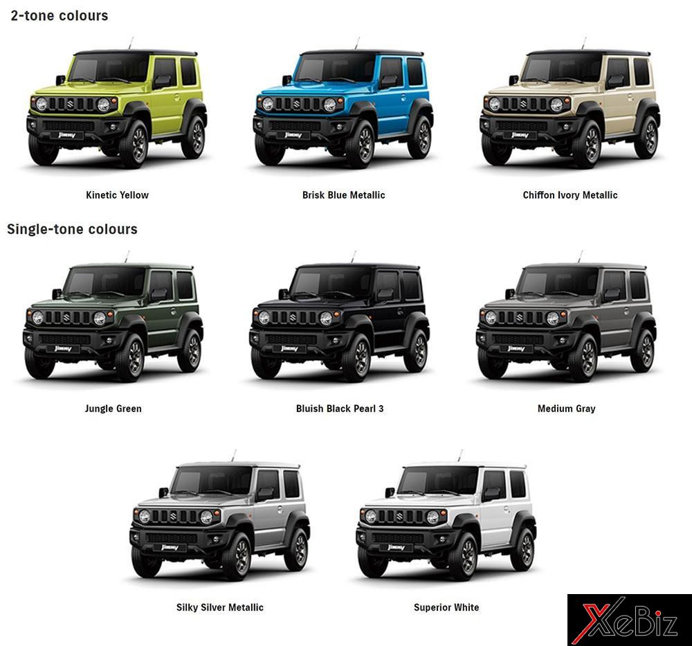 Các tùy chọn màu sơn của Suzuki Jimny 2019 