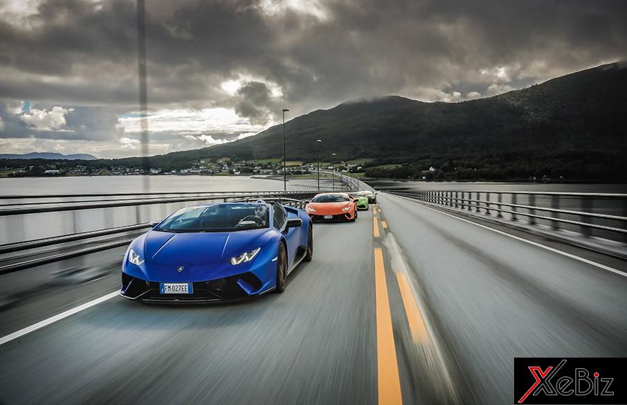 Cuộc thám hiểm của đoàn siêu xe Lamborghini Avventura 2018 tại Na Uy có 6 chiếc xe tham dự