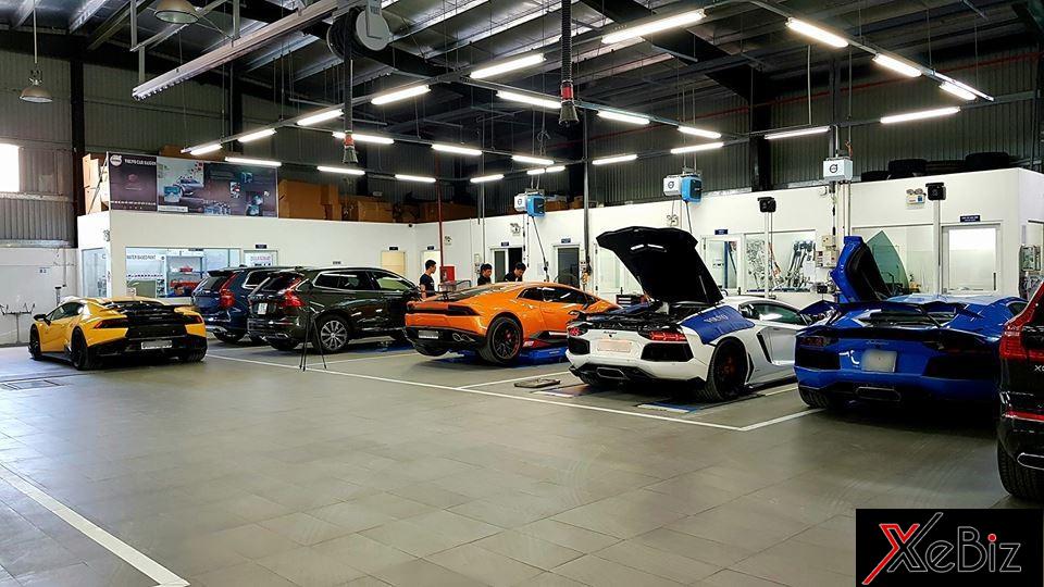 Loạt siêu xe Lamborghini đi khám bệnh trước ngày tham dự hành trình Car & Passion