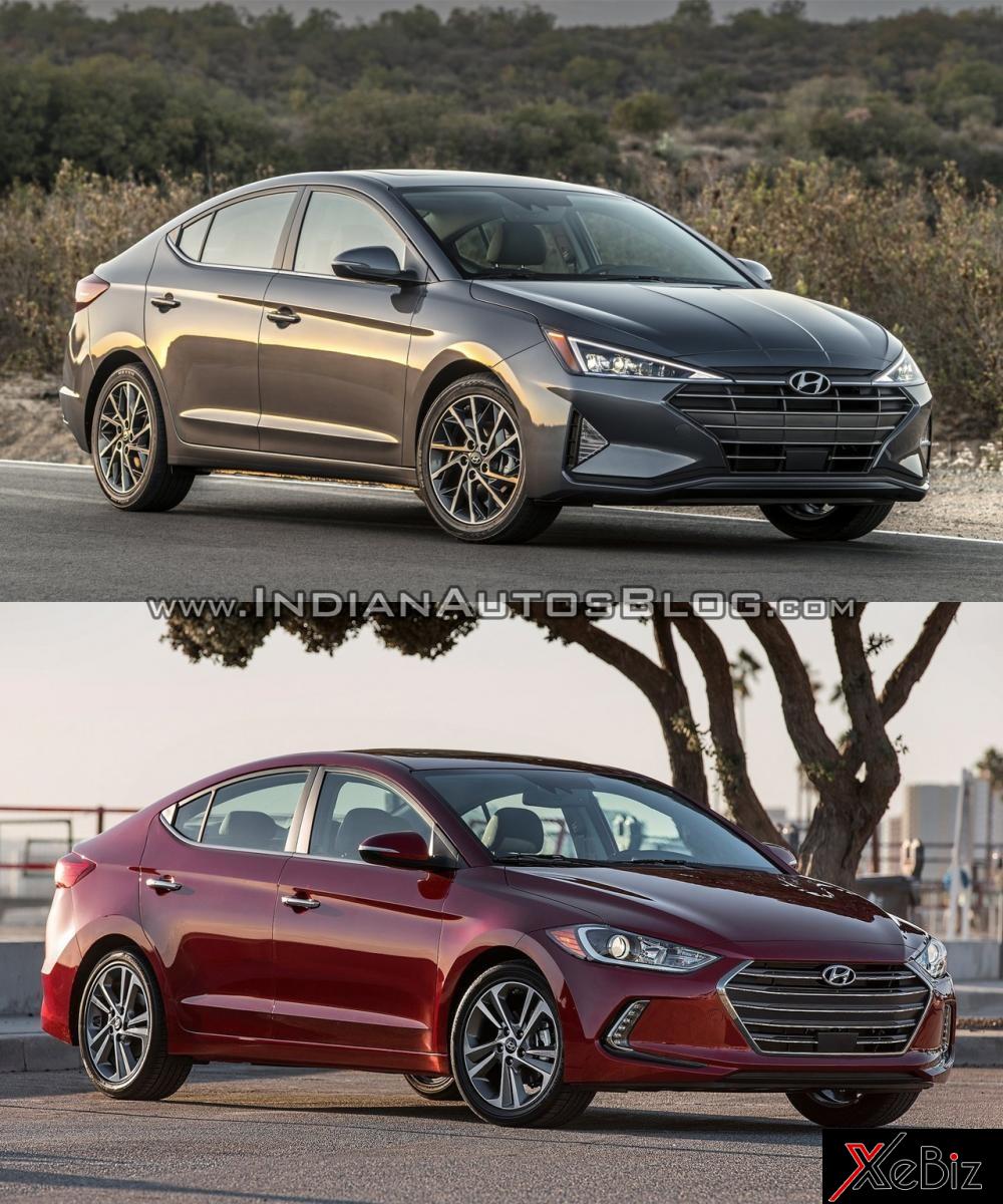 Thiết kế đầu xe Hyundai Elantra mới (trên) và cũ Thiết kế đầu xe Hyundai Elantra mới (trên) và cũ