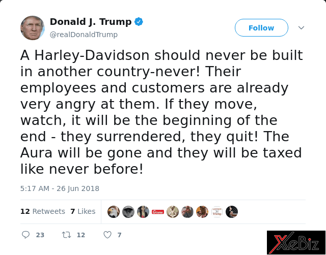 Trump công khai tấn công Harley-Davidson sau khi hãng tuyên bố bỏ xứ