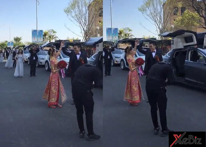 Xôn xao với video dàn xe Tesla Model X "đập cánh" trong buổi rước dâu tại Trung Quốc