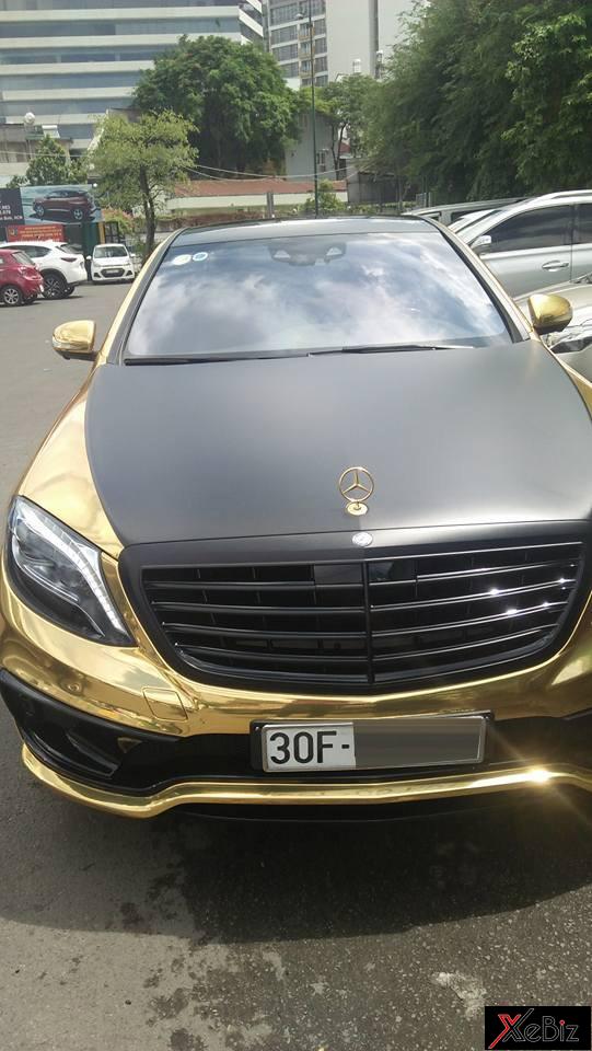 Chiếc xe sang Mercedes-Benz S-Class tại Hà Nội thay đổi màu sơn theo phong cách Dubai